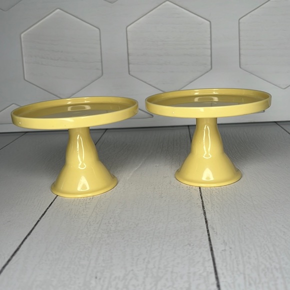 Matching Set of 2 Banana Yellow Risers Decorative Display Stands - Picture 2 of 8
